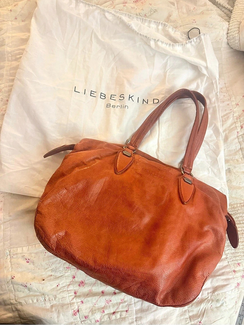 Vintage Liebeskind Berlin Slouchy Leather Shoulder Bag in Cognac